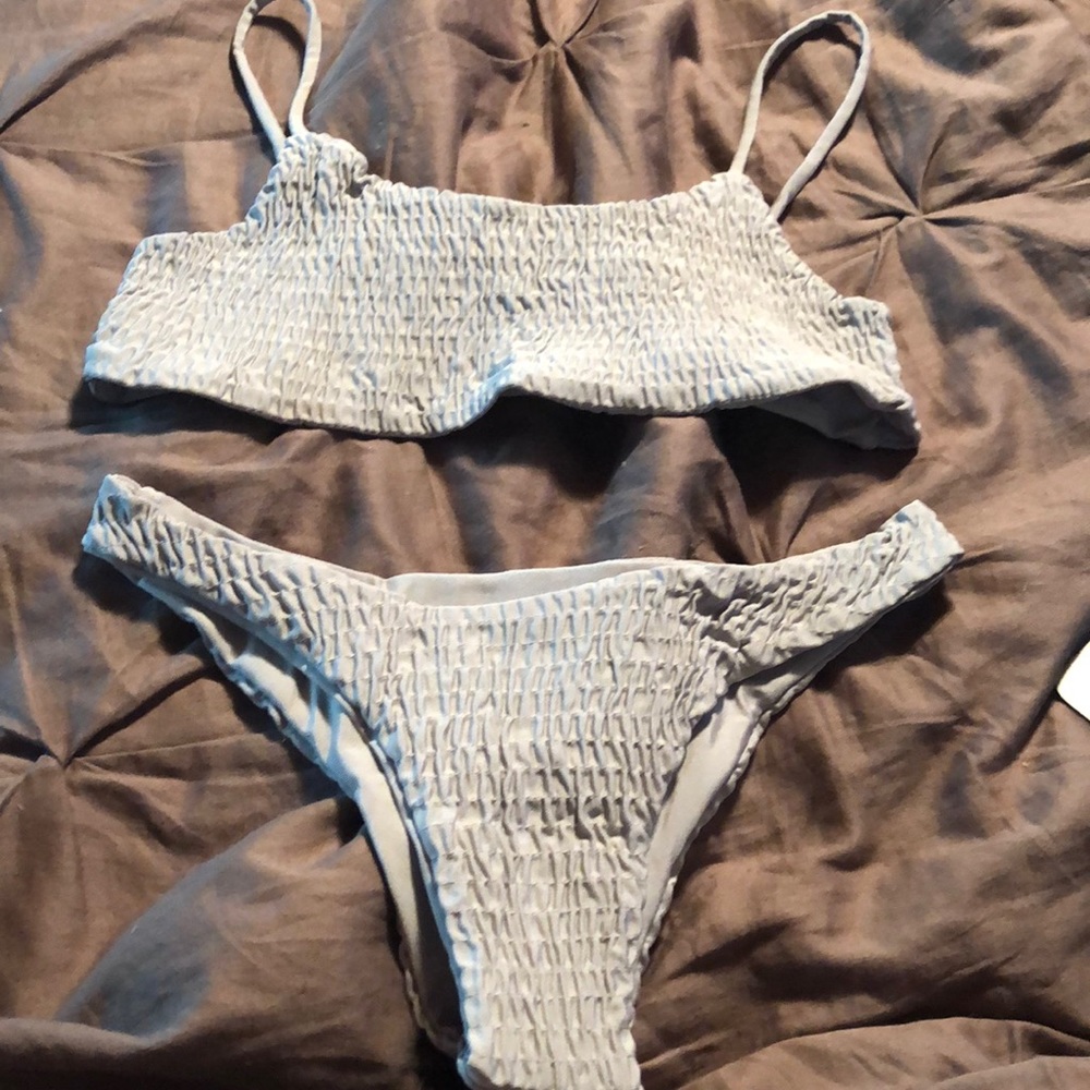 Gray ruched bikini set